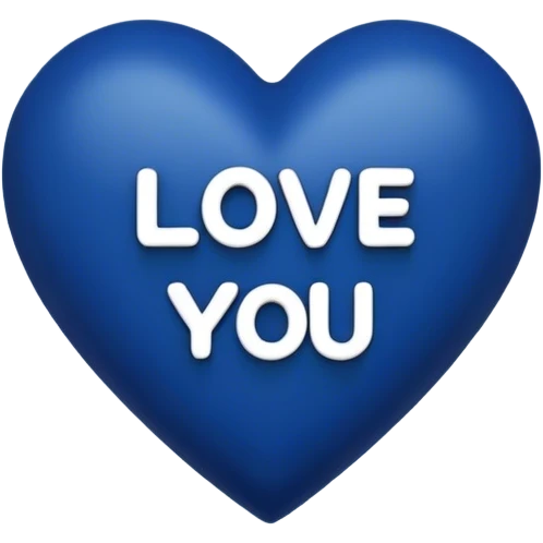 Dark Blue heart with the words Love You Ry in the middle  emoji