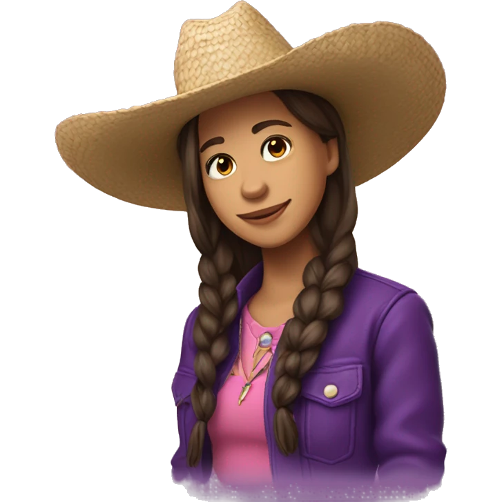 Olivia Rodrigo con un sombrero de vaquera morado emoji