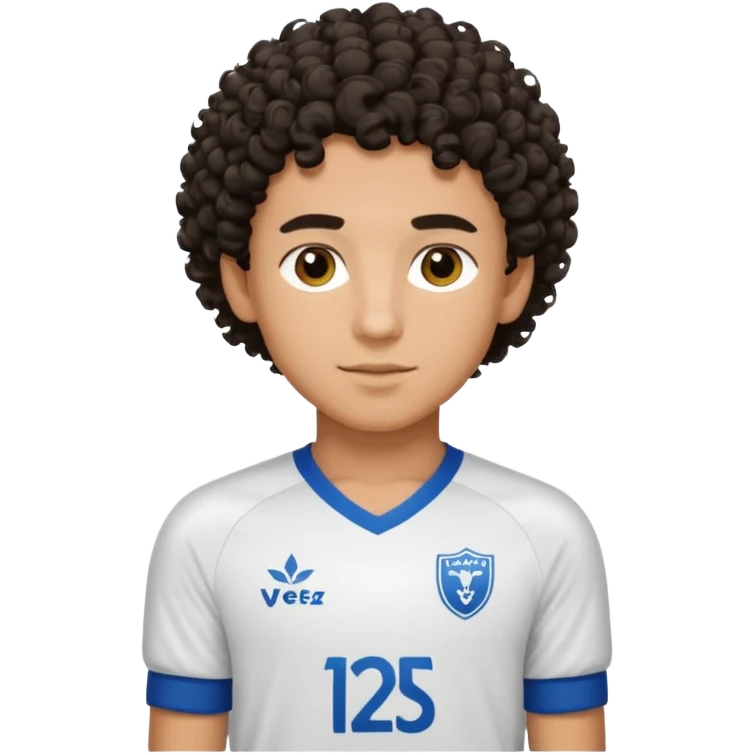 Un chico morocho con rulos con la camiseta de Vélez sarfield emoji
