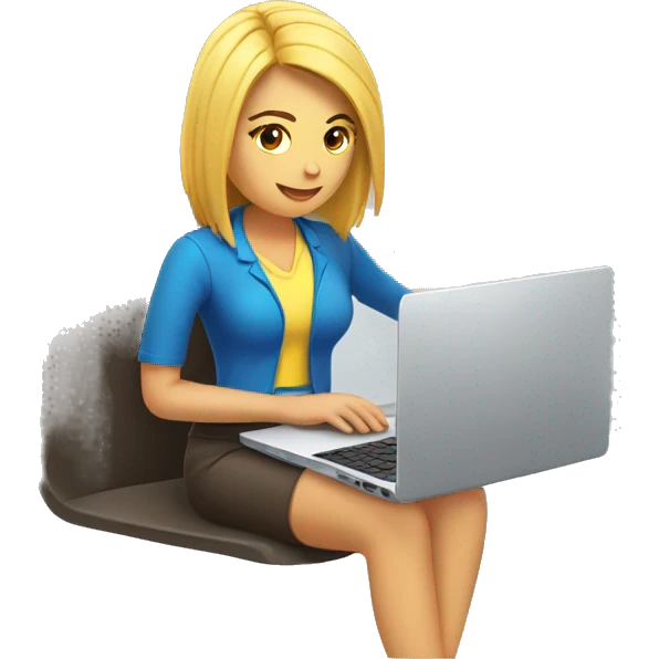 Chica rubia trabajando con laptop emoji