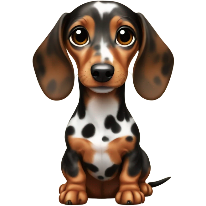 a baby dachshund with spots emoji