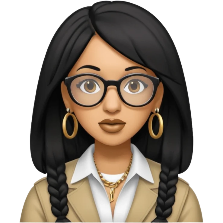rapper Cardi B black hair wear glasses emoji