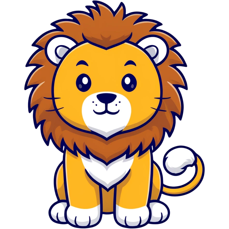 cute cartoon lion with fluffy mane emoji