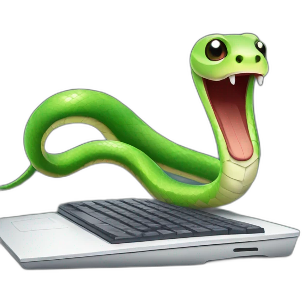 funny snake near the computer emoji