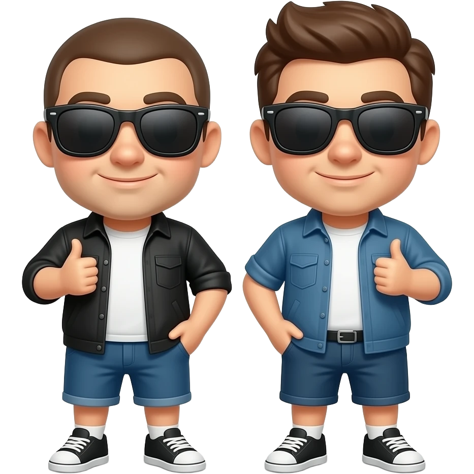 make the Woebot and Wysa apps logo standing both together in a sunglasss in a cool position emoji