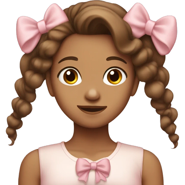 brown long haired girl with light pink bow in hair emoji