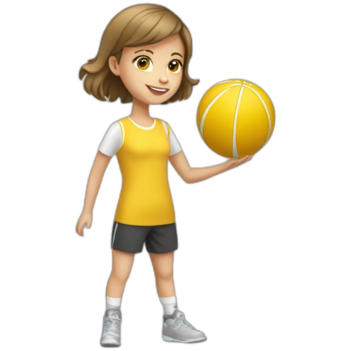 a white young girl with a ball in full growth emoji
