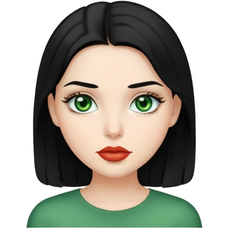 Девушка с черными волосами,зелеными глазами и пухлыми губами emoji