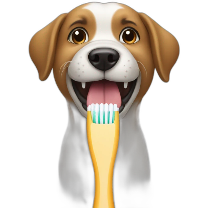 dog with a toothbrush in their mouth emoji