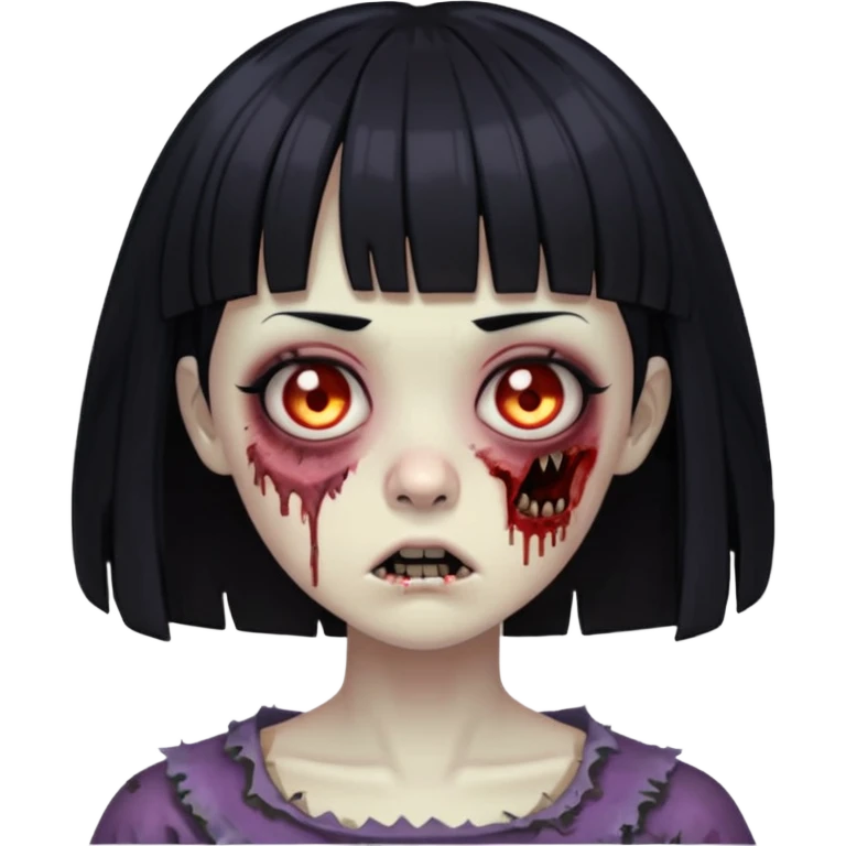 zombie with black hair and bangs, hime cut bangs emoji