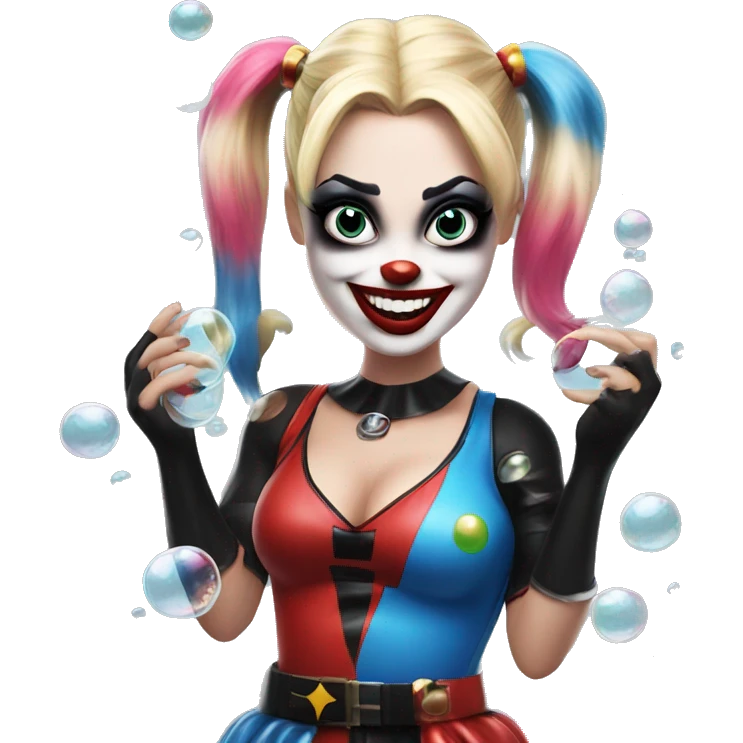 Harley Quinn popping bubbles  emoji