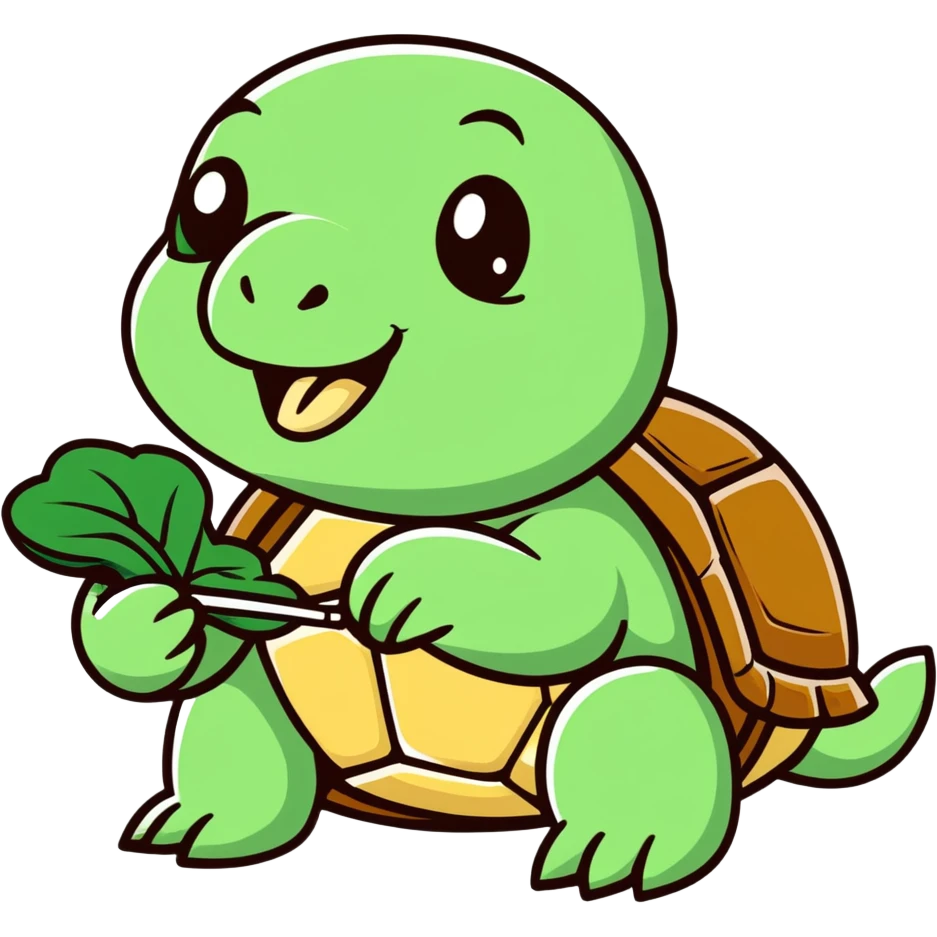 Tortoise eating spinach getting strong emoji