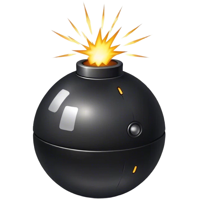 black shiny bomb with spark emoji