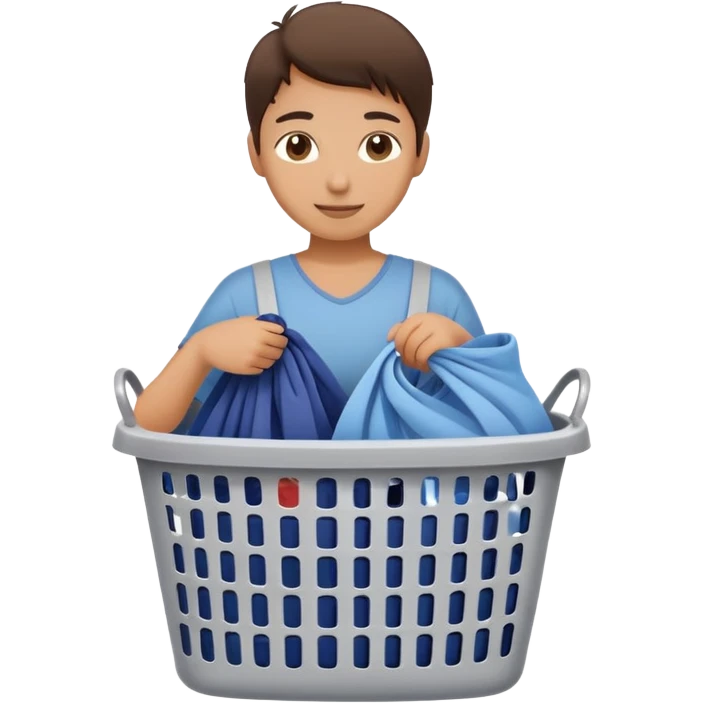person putting dirty clothes in a laundry basket, simple and friendly emoji