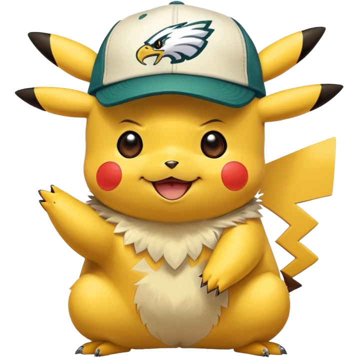 Pickachu with a eagles hat emoji