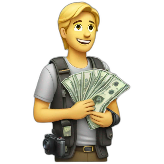 photographer with money emoji