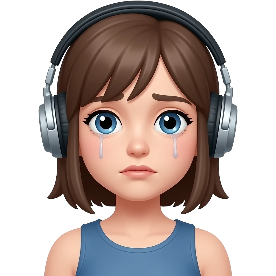 gloomy girl with headphones emoji