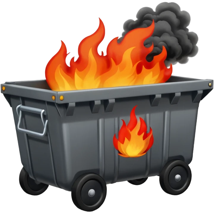 Dumpster fire no wheels emoji