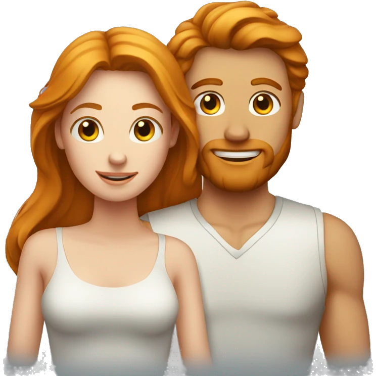 A couple containing a ginger man and a dark long haired girl emoji