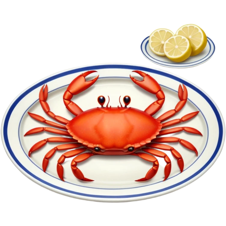 crab on a porcelain platter with lemon  emoji