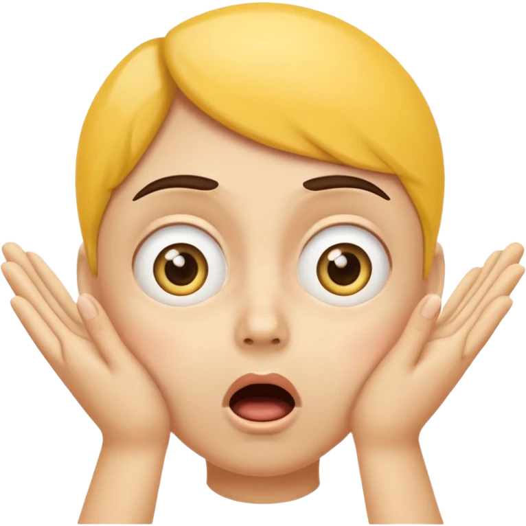 shocked emoji, hands on cheeks, wide eyes, yellow face, no text emoji