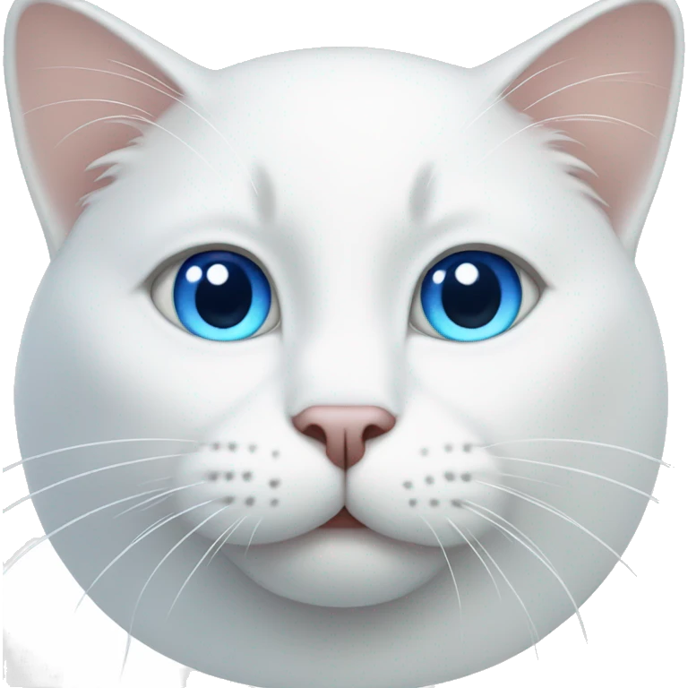 White cat with round ears and blue eyes  emoji