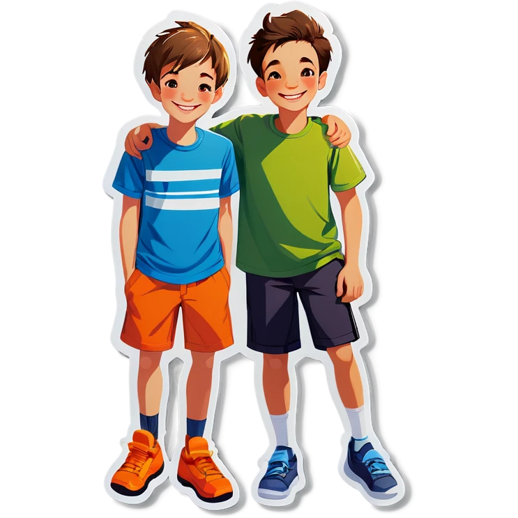 boys smiling outdoors together emoji