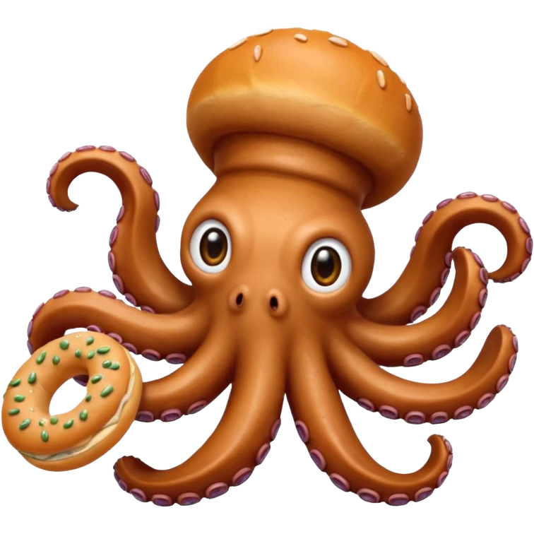 octopus holding bagel emoji