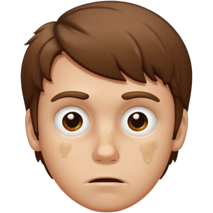 White boy with brown greasy hair with a lot of Achne and bugars emoji