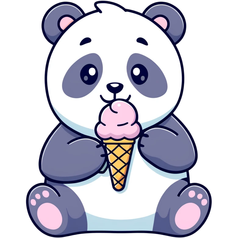 Panda eating ice cream emoji