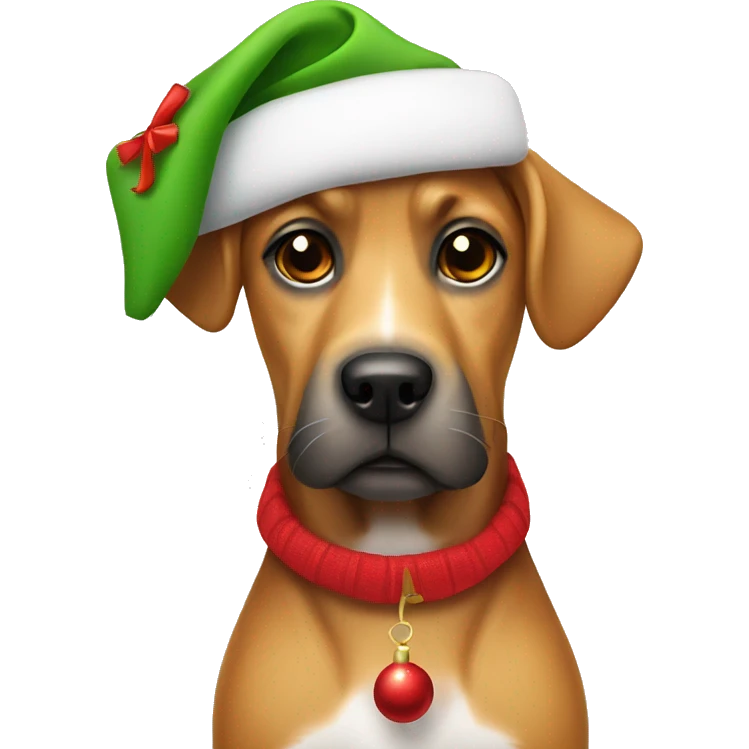 Dog with a Christmas hat kn emoji