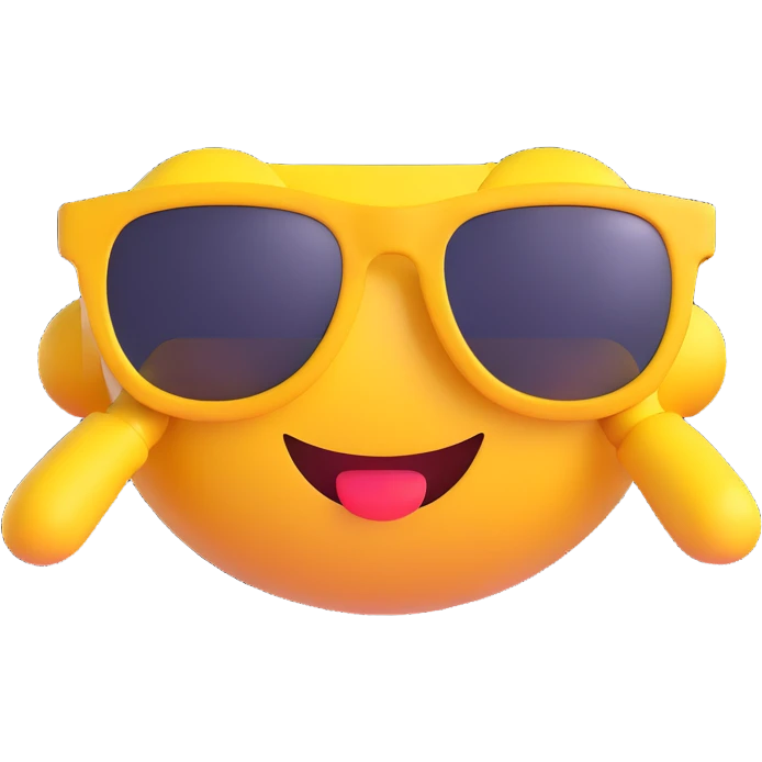 A yellow emoji wearing sunglasses emoji