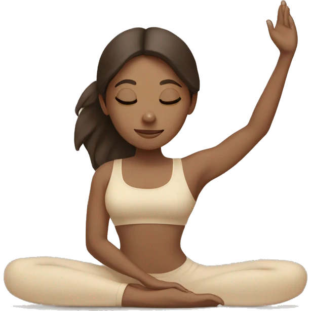 Brunette Girl doing yoga in beige tones  emoji