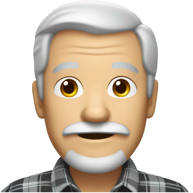 smiling old man in plaid with a gray goatee and mustache emoji