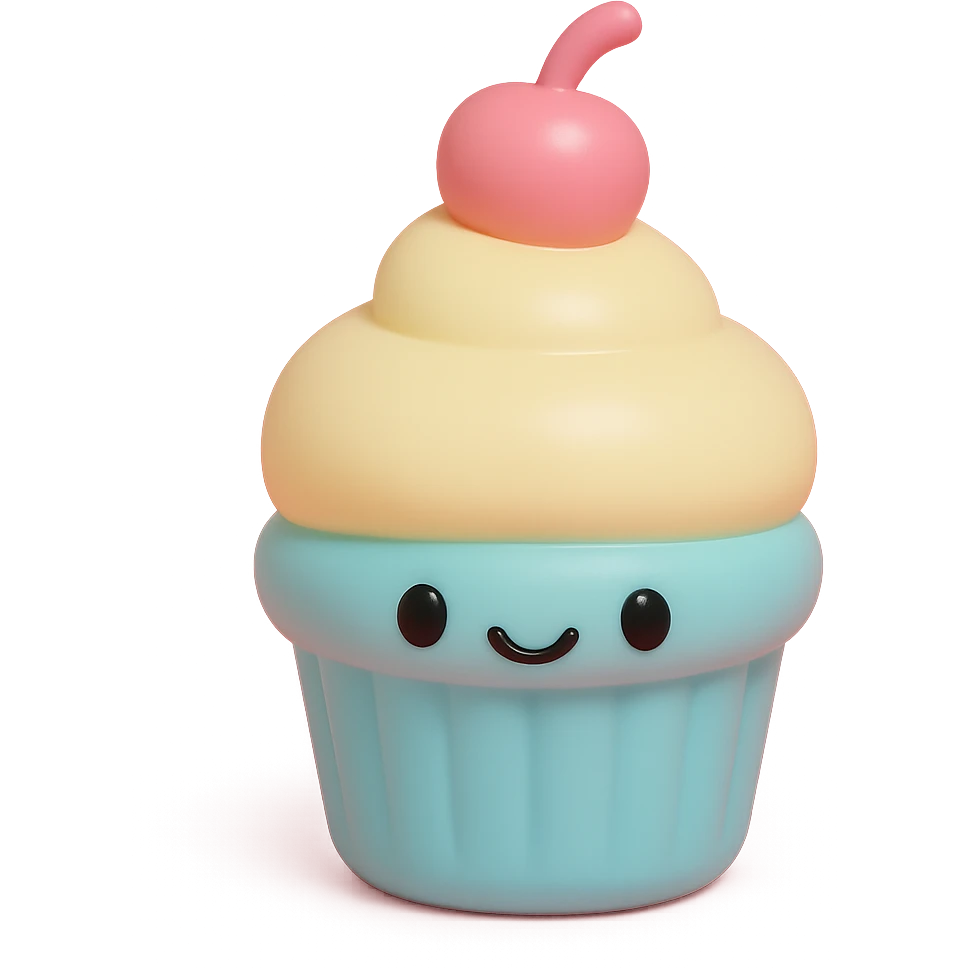 cupcake, collectible toy look, vinyl figure style emoji