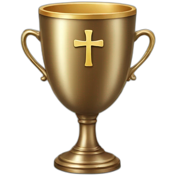 Christian cup for the winner with a cross emoji