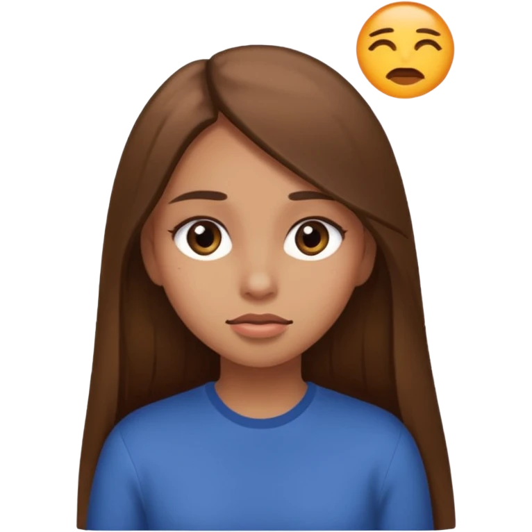 A girl with straight  long brown hair rolling their eyes latinaa emoji