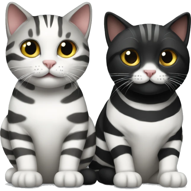 Two cats, one striped, the other black and white emoji