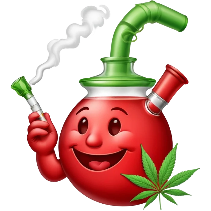 Kool-Aid Man smoking a bong with a cannabis leaf emoji
