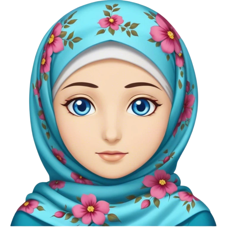 Turkish beautiful finish Konya girl blue eyes with hijab and floral dress emoji