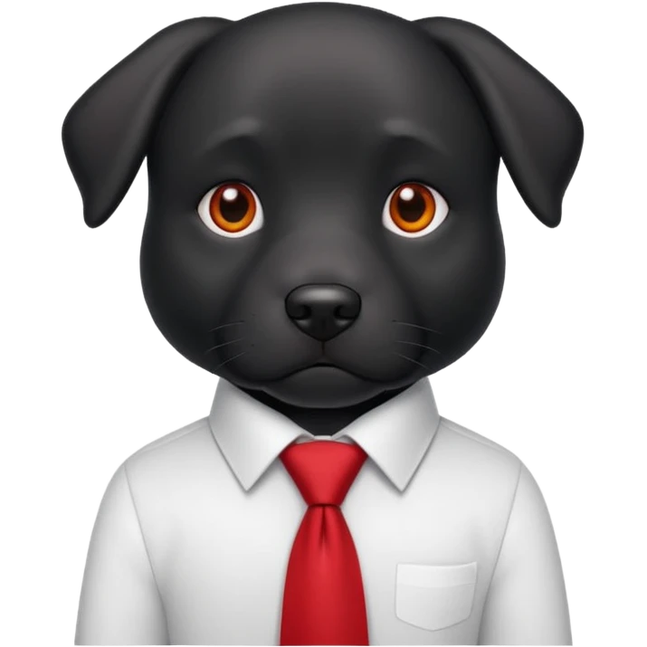black dog with red tie,white shirt emoji