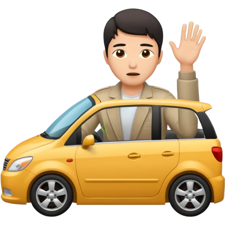 Asian driver crashing car emoji