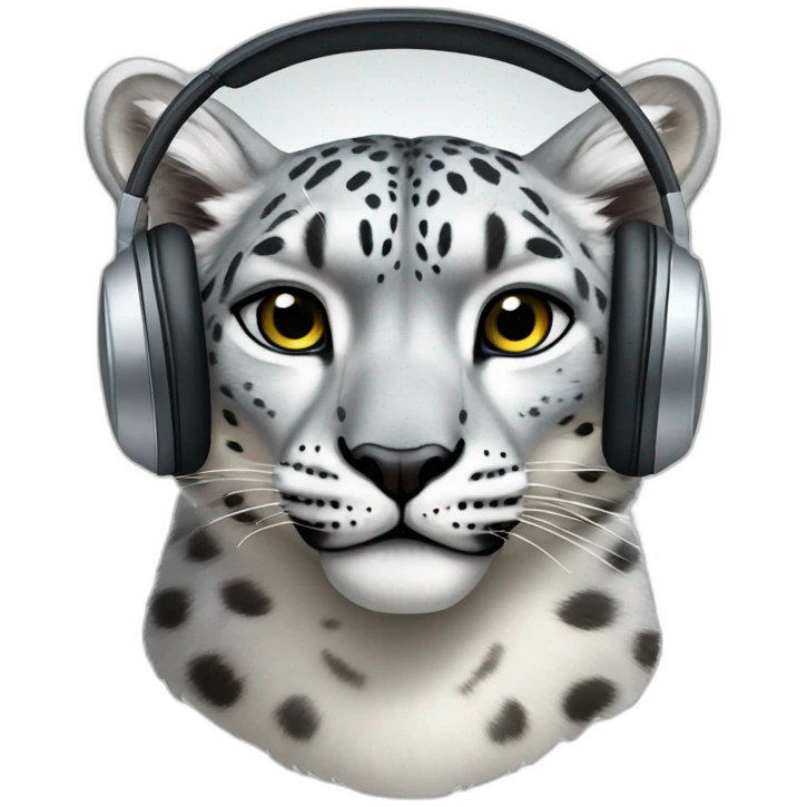 snow leopard with headphones on his head emoji