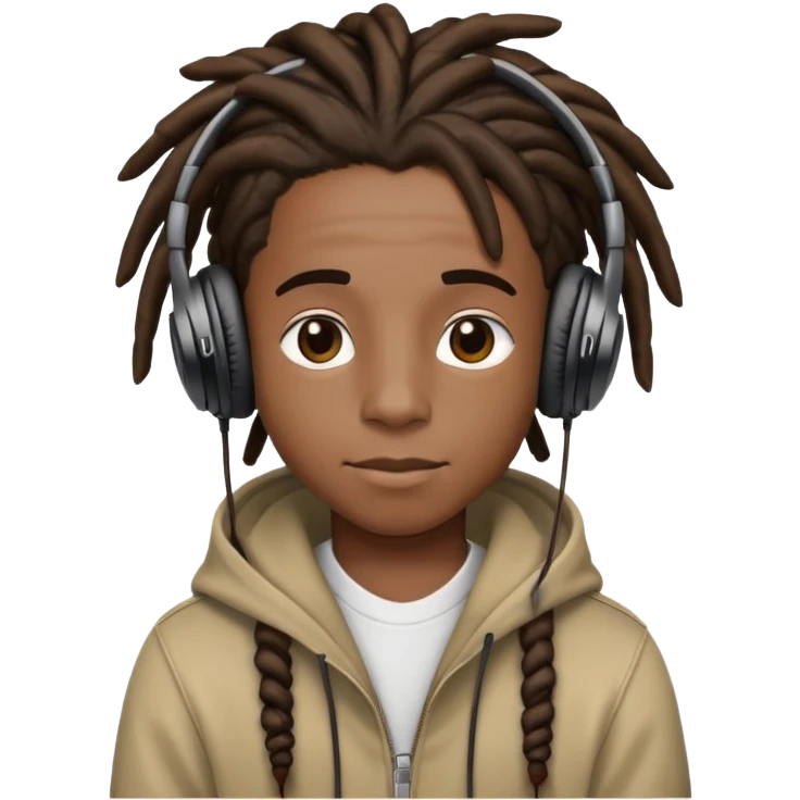 black kid with dreads and Beats by Dre headphones emoji