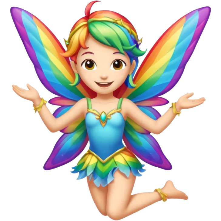 gay pride rainbow fairy flying in the air emoji