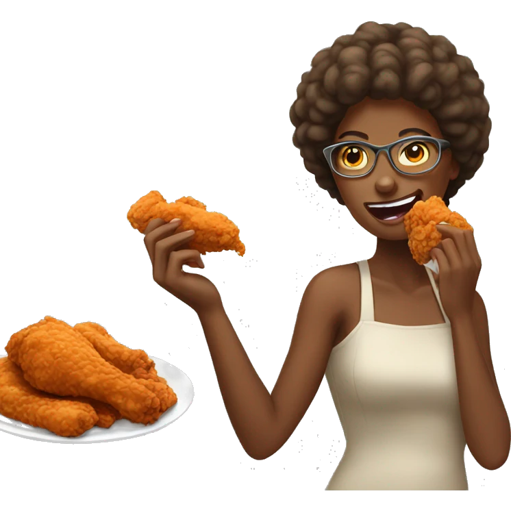 women eating fried chicken emoji