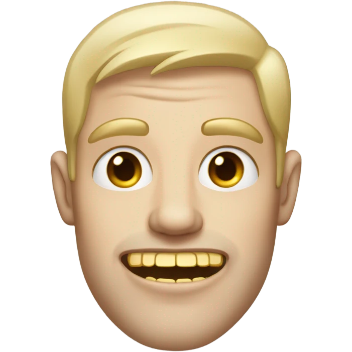 Pale skinned man with tattoos on his face with gold teeth emoji