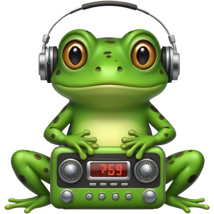 Frog using a radio emoji