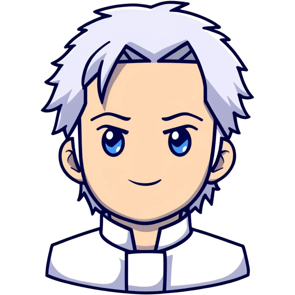 Satoru Gojo with white hair and blue eyes from Jujutsu Kaisen emoji