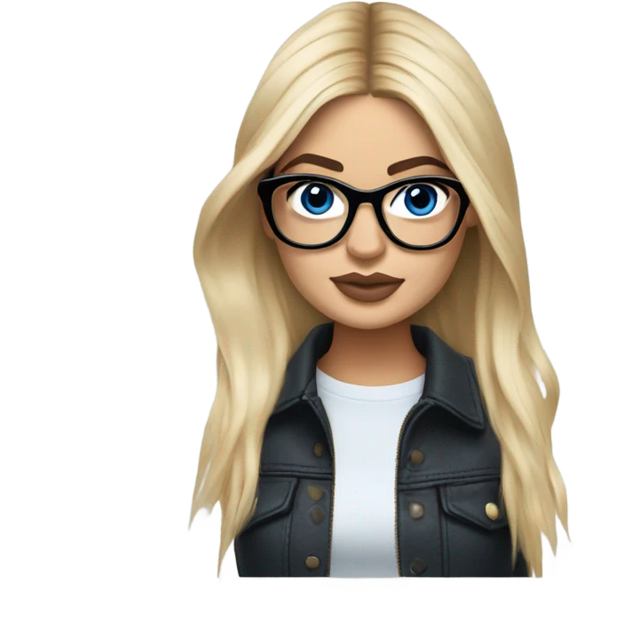 Hyper real blonde kylie jenner with blue eyes and glasses  emoji
